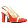 Damen Sandalen 1220 Lack Rot Koralle+Beige