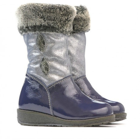 Kleine Kinderstiefel 24c lack indigo kombiniert