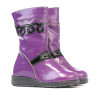 Kleine Kindergummistiefel 23c Schwarz Lack + Lila