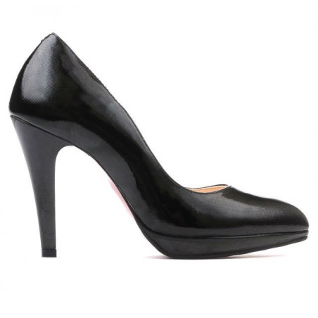 Elegante Damenschuhe 1233 satinierter schwarzer Lack