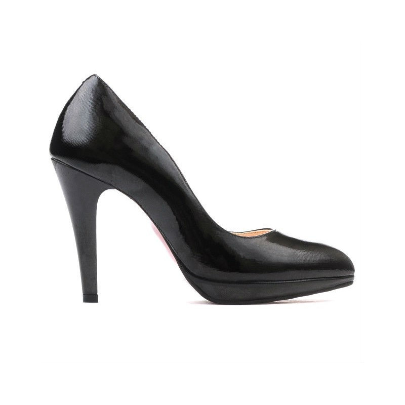 Elegante Damenschuhe 1233 satinierter schwarzer Lack