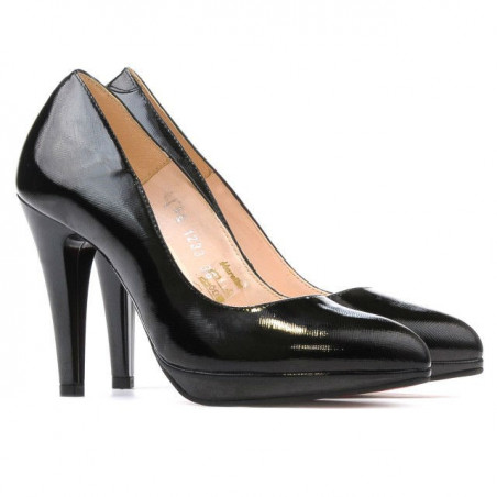 Elegante Damenschuhe 1233 satinierter schwarzer Lack