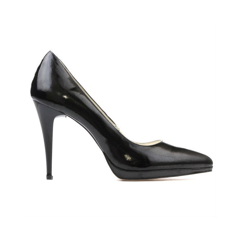 Elegante Damenschuhe 1244 schwarz satin Lackleder