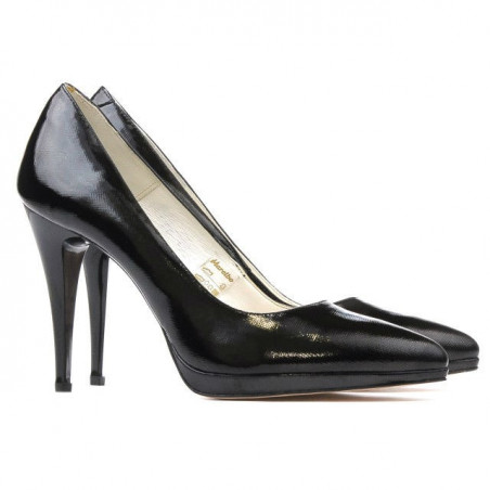 Elegante Damenschuhe 1244 schwarz satin Lackleder