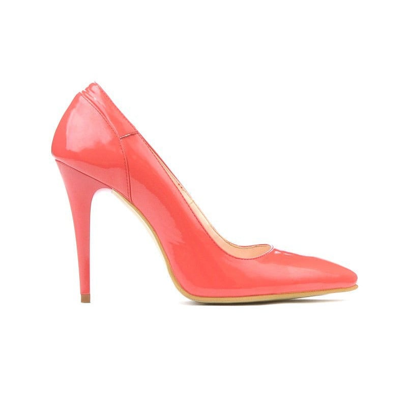 Damen elegante Schuhe 1230 Lack Korallenrot