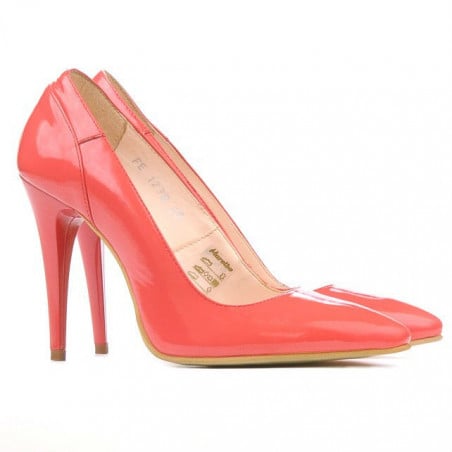 Damen elegante Schuhe 1230 Lack Korallenrot