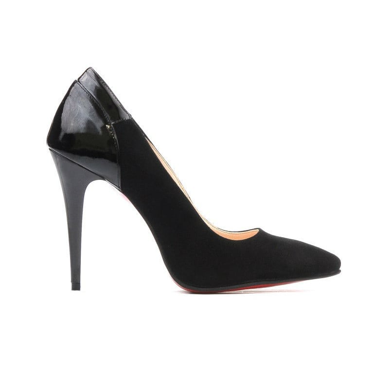 Elegante Damenschuhe 1230 schwarz Antilopenleder+schwarz Lackleder