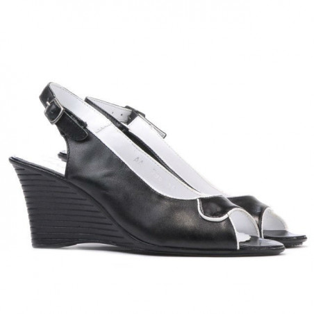 Damensandalen 596 schwarz+weiß