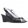Damensandalen 596 schwarz+weiß