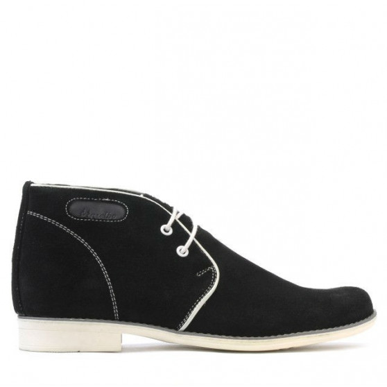 Jugendstiefel 464 schwarz Velours+weiß