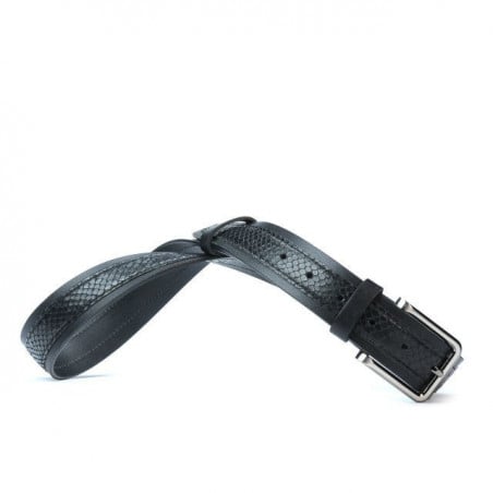 Herren Gürtel 18b Schwarz+Schwarze Schlange