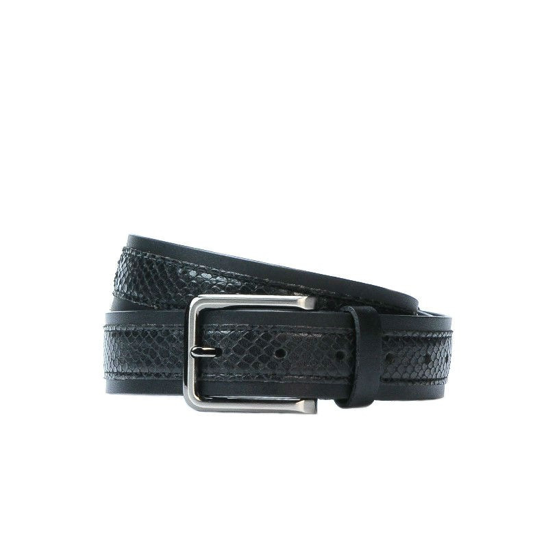 Herren Gürtel 18b Schwarz+Schwarze Schlange