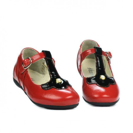 Kleinkinderschuhe 63c rot lackiert kombiniert