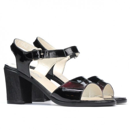 Damensandalen 5042 schwarz lack+bordo