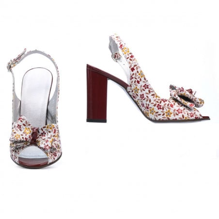 Damensandalen 1256 bordeaux floral mehrfarbig
