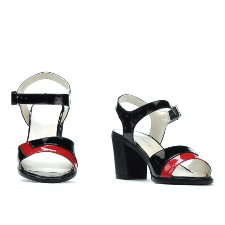 Damen Sandalen 5042 Lack Schwarz+Rot