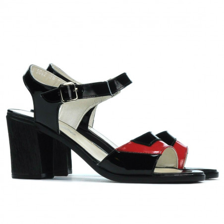 Damen Sandalen 5042 Lack Schwarz+Rot