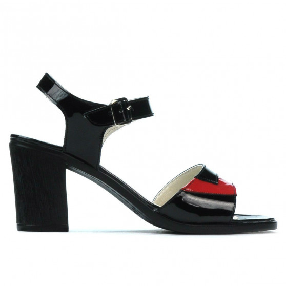 Damen Sandalen 5042 Lack Schwarz+Rot
