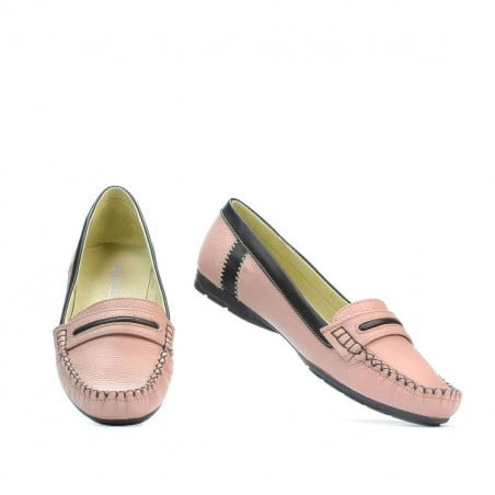 Damen Mokassins 619 rosa+braun