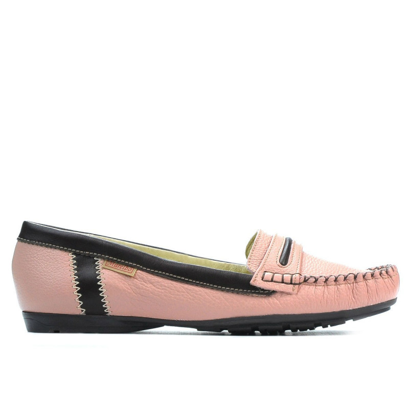 Damen Mokassins 619 rosa+braun