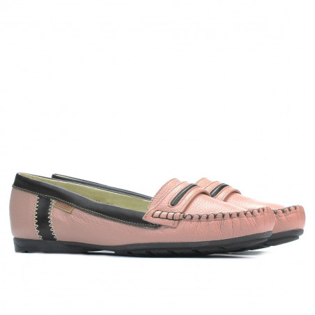 Damen Mokassins 619 rosa+braun