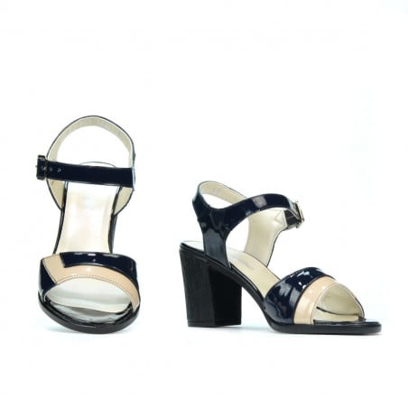 Damen Sandalen 5042 Lack Indigo+Beige