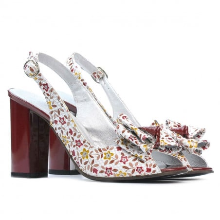 Damensandalen 1256 bordeaux floral mehrfarbig