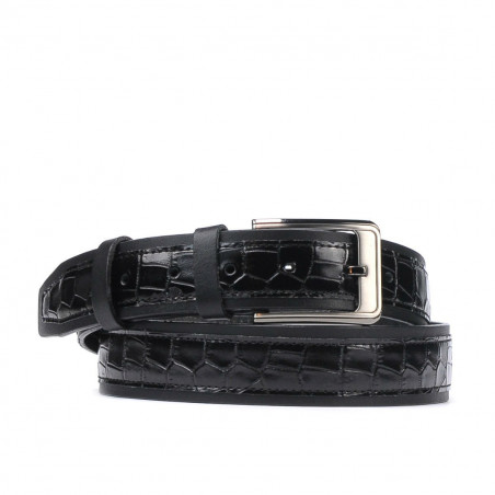 Herren Gürtel 32bc schwarz+Kroko schwarz