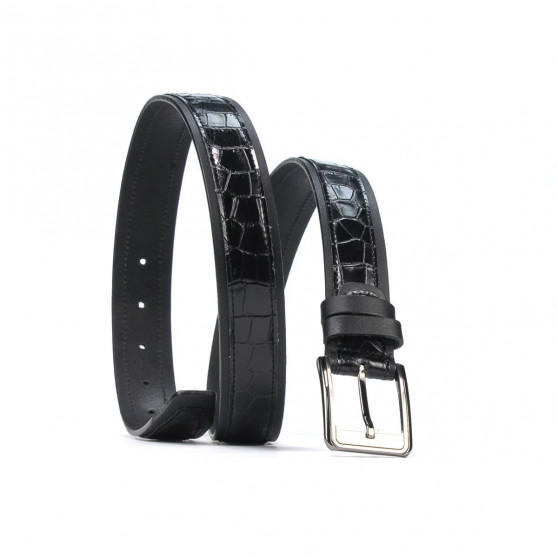Herren Gürtel 32bc schwarz+Kroko schwarz Herren Gürtel 32bc schwarz+Kroko schwarz