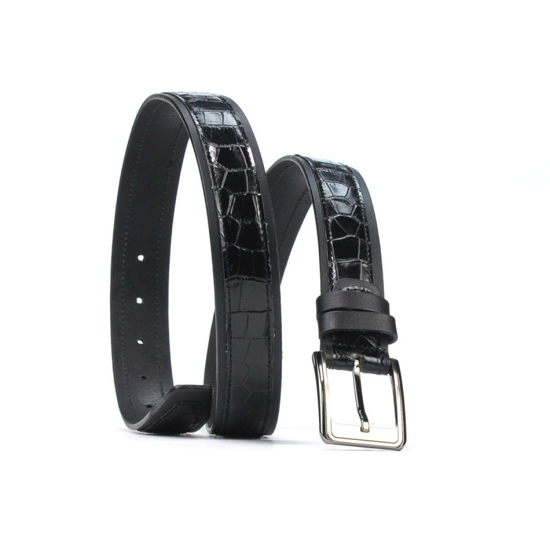Herren Gürtel 32bc schwarz+Kroko schwarz