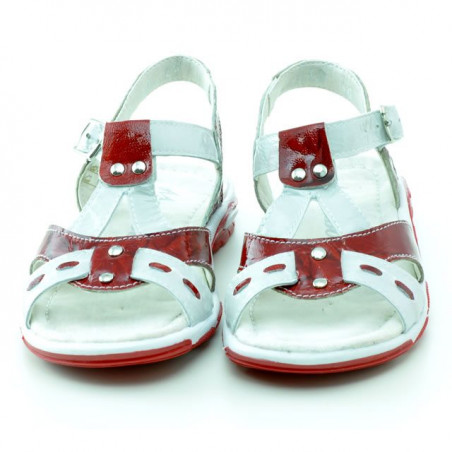 Kleinkind-Sandalen 10c rot-weißer Lack