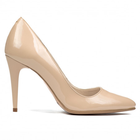 Damen elegante Schuhe 1246 Lack Beige Perlmutt