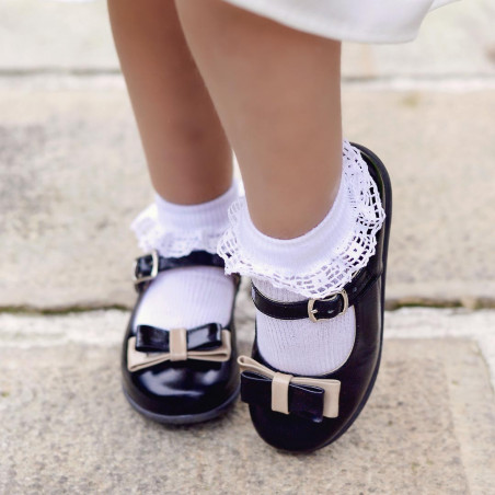 Kleinkinderschuhe 51c Lack schwarz+beige