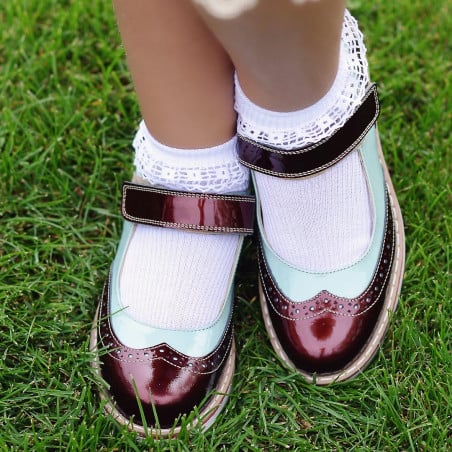 Kinderschuhe 153 lack bordeaux kombiniert