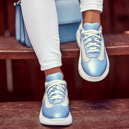 Damen Sportschuhe 6015 blau perlmutt kombiniert