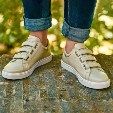 Herrensportschuhe 893sc beige Klettverschluss lifestyle