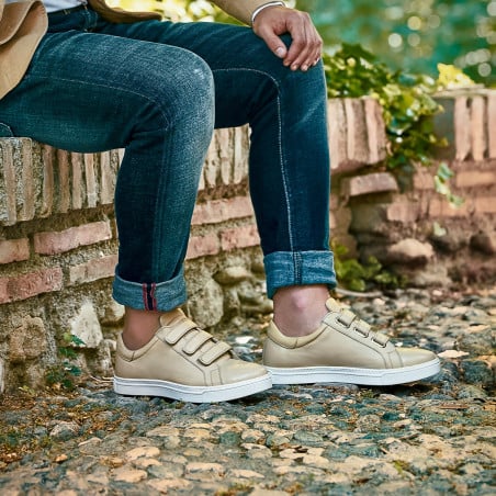 Herrensportschuhe 893sc beige Klettverschluss