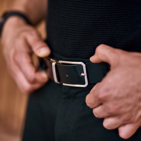 Herrengürtel 35b zweifarbig schwarz+braun lifestyle