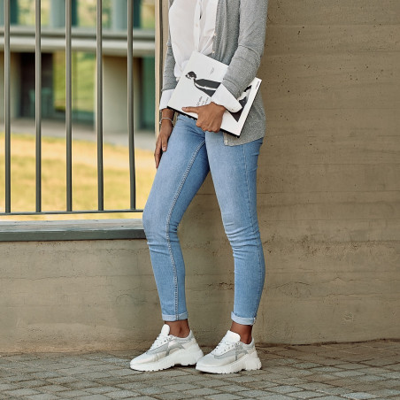 Damen-Sportschuhe 6015 in perlmuttweiß kombiniert