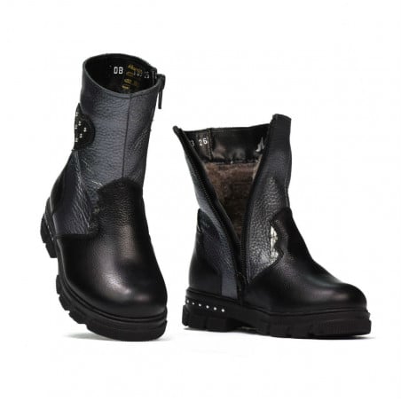 Kleine Kinderstiefel 103c schwarz+anthrazit