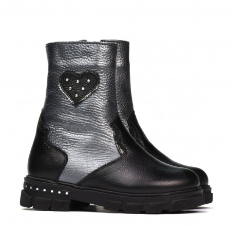 Kleine Kinderstiefel 103c schwarz+anthrazit