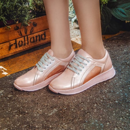 Damen-Sneaker/Freizeitschuhe 6010 Puder-Perle kombiniert
