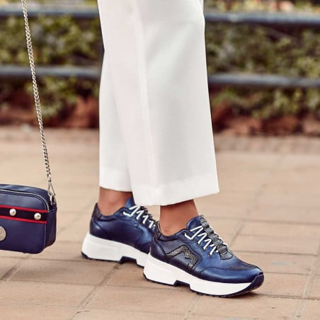 Damen-Sportschuhe 6019 in Perlmutt-Indigo kombiniert
