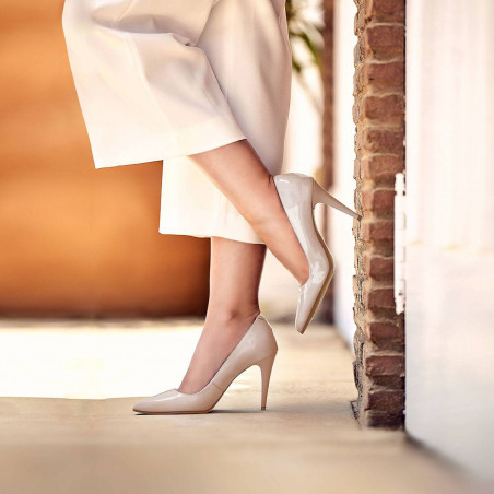 Damen elegante Schuhe 1246 Lack Beige Perlmutt lifestyle