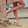 Elegante Damenschuhe 1276 Cappuccino Perlmutt