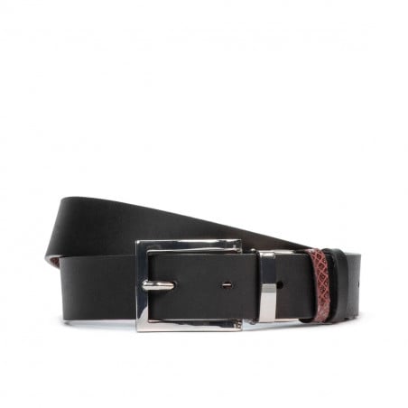Damen Gürtel 19m schwarz+python bordo (zweifarbig)