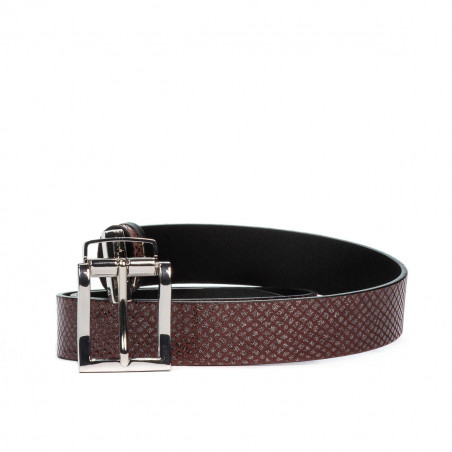 Damen Gürtel 19m schwarz+python bordo (zweifarbig)