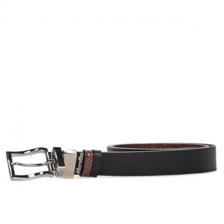 Damen Gürtel 19m schwarz+python bordo (zweifarbig)