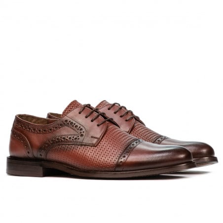 Elegante Herrenschuhe 880 in kombinierter Cognacfarbe