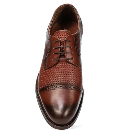 Elegante Herrenschuhe 880 in kombinierter Cognacfarbe